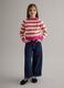 Girls' regular fit blue cotton-blend jeans with contrast stitching_0