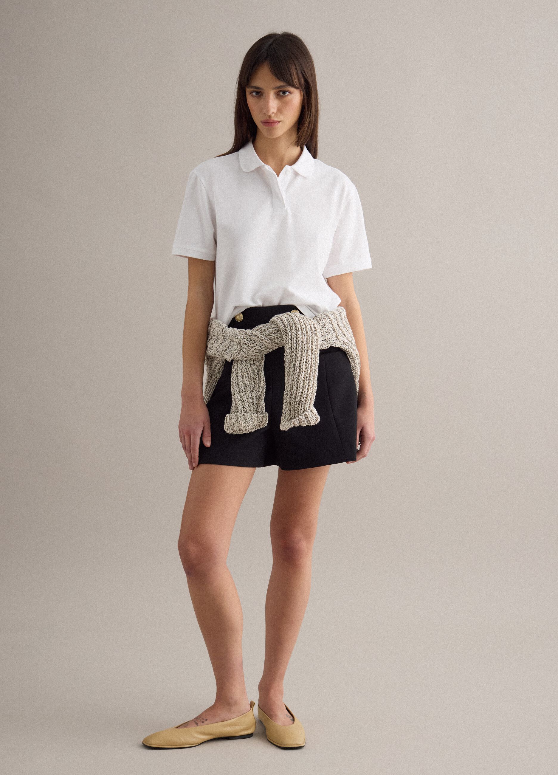 White pure cotton polo shirt regular fit