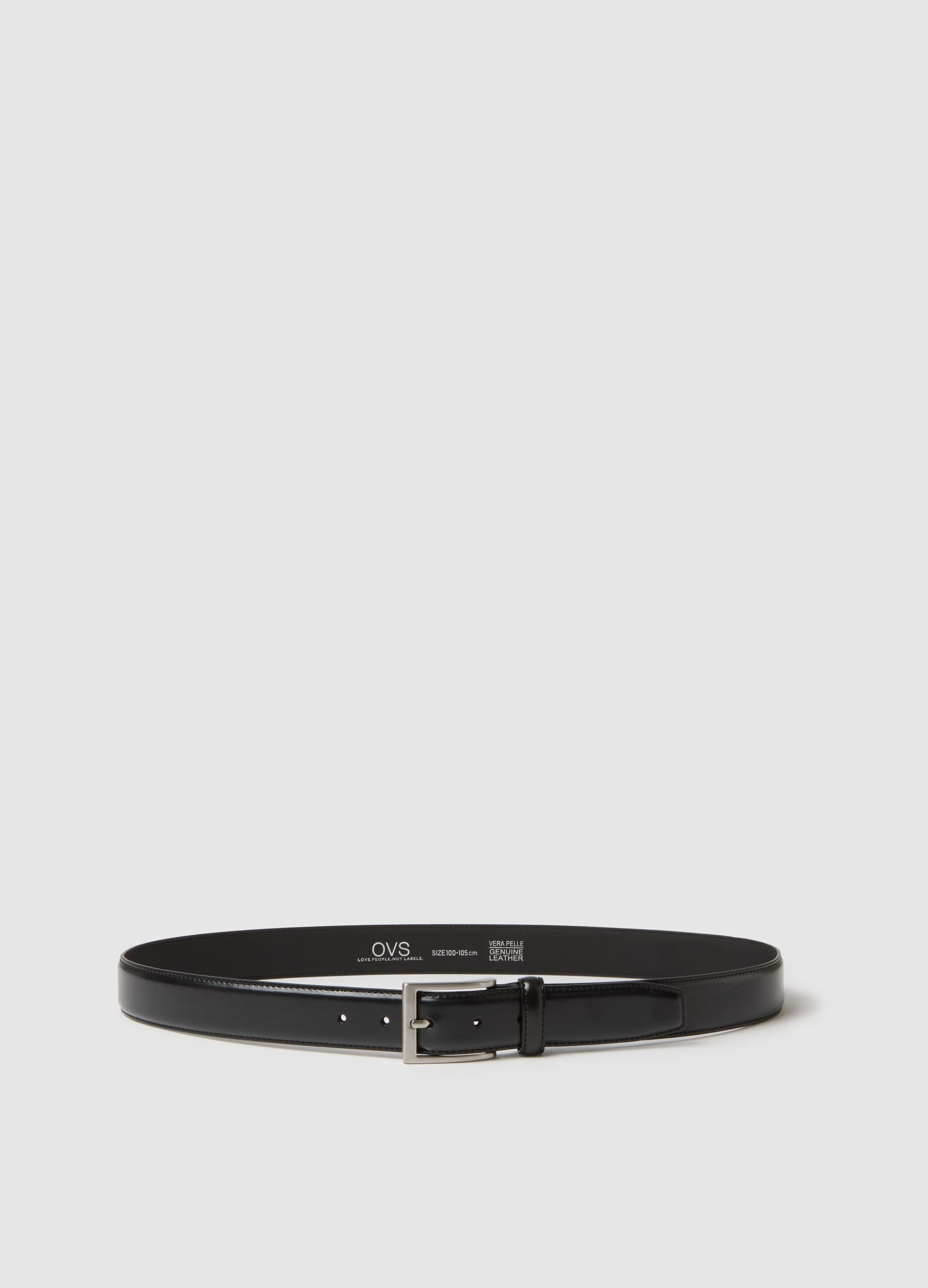 Black genuine leather belt