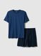Pigiama corto in jersey di puro cotone organico blu regular fit_4