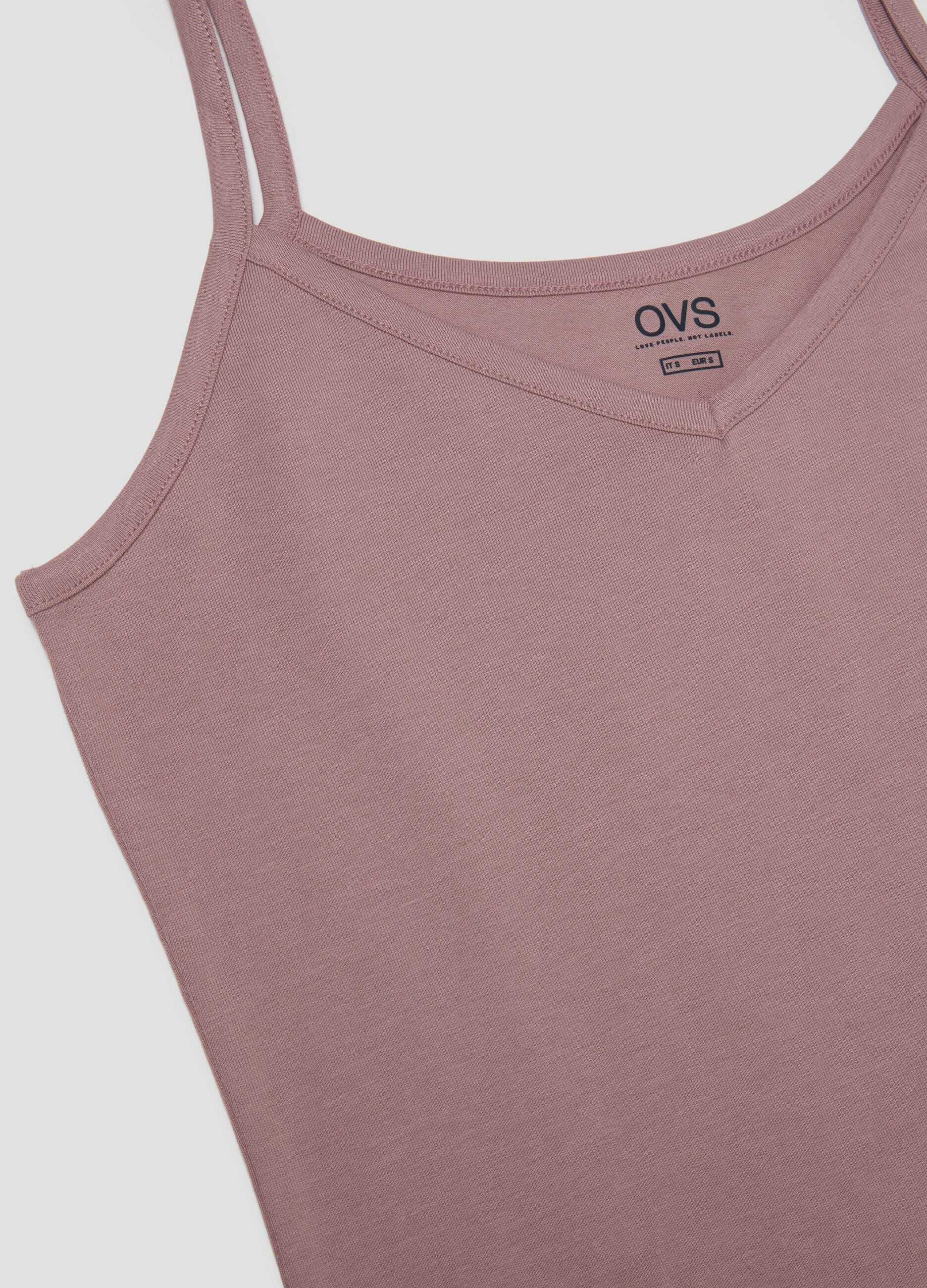 Pink Stretch Cotton Vest Regular Fit Deep V