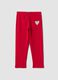 Girl's red stretch cotton slim fit leggings with heart_0