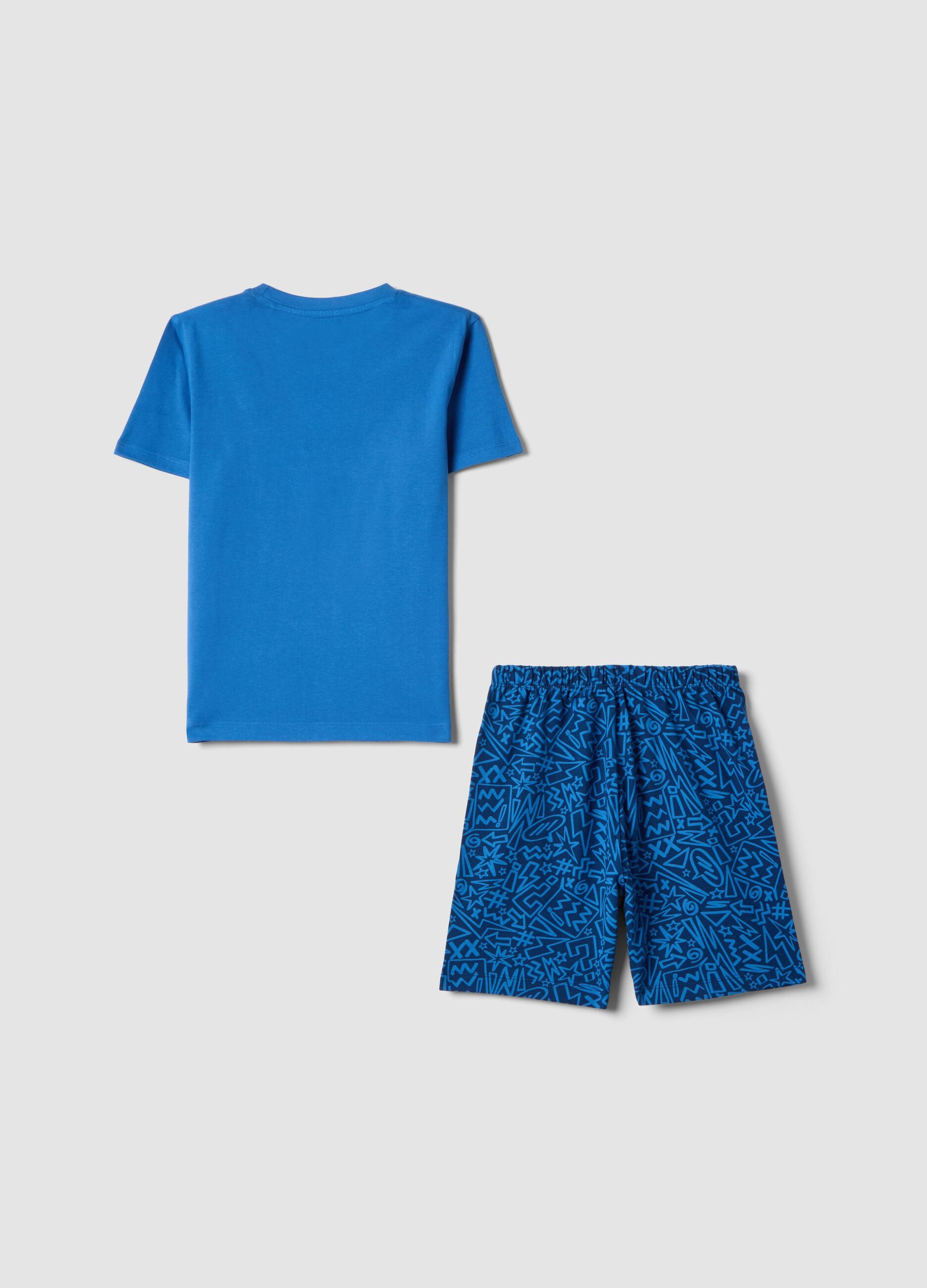 Boys&rsquo; blue Marvel pure cotton short pyjamas with prints