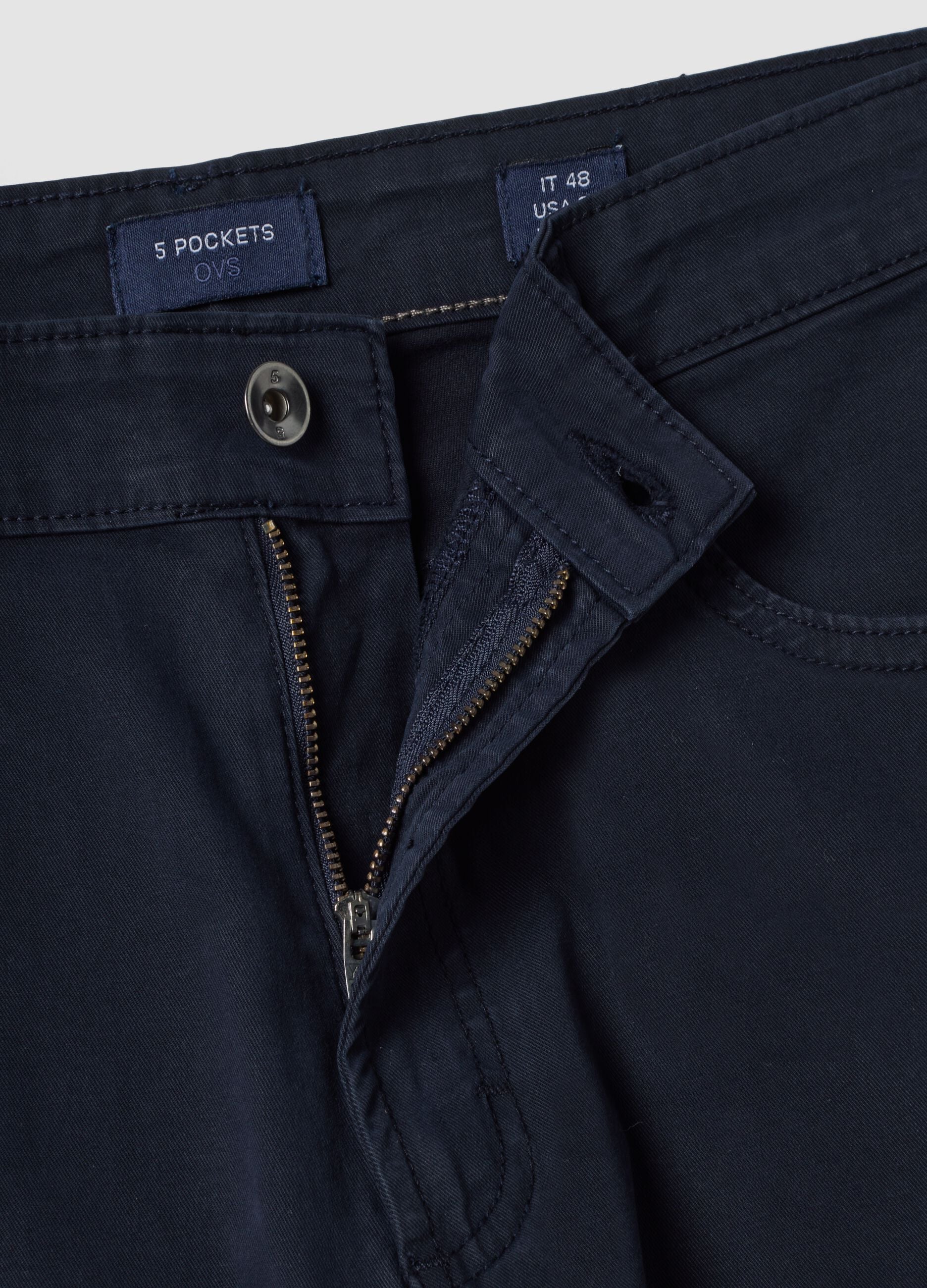 Blue regular-fit stretch cotton twill trousers