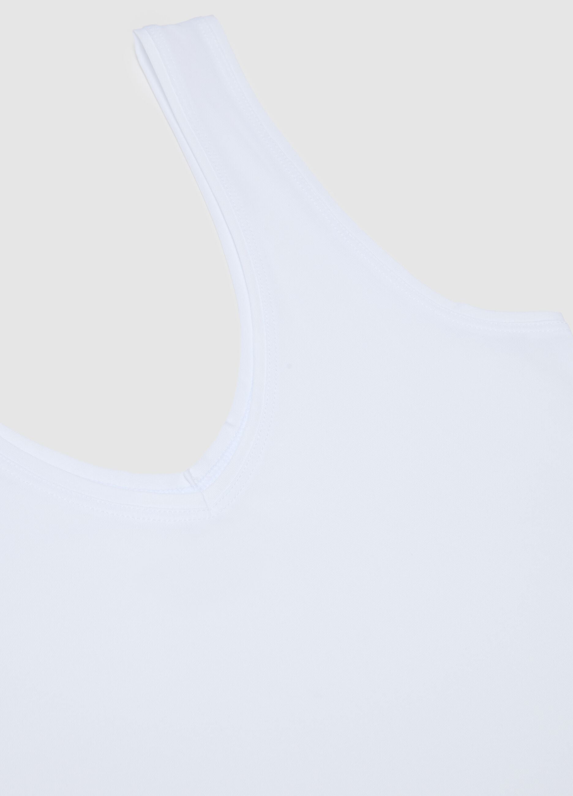 White Deep V Regular Fit Tank Top
