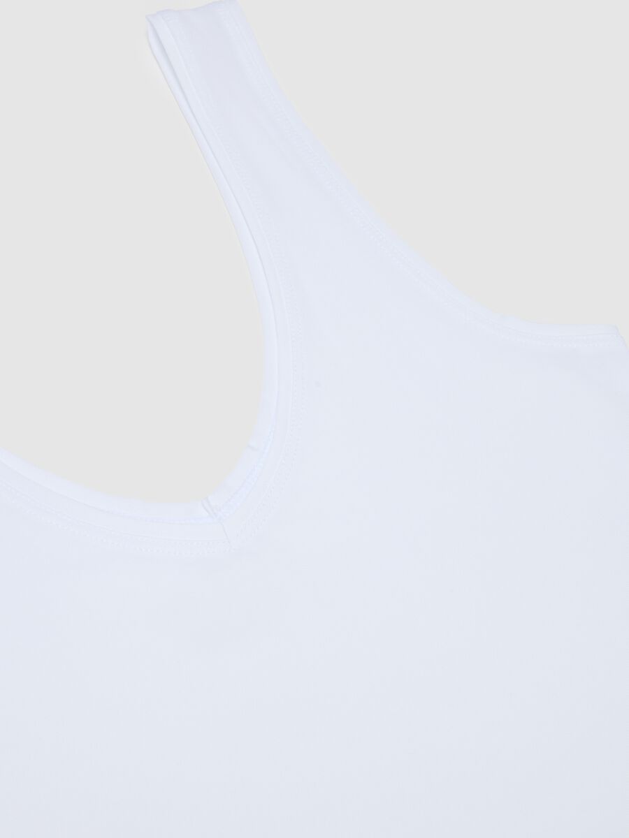 White Deep V Regular Fit Tank Top_5