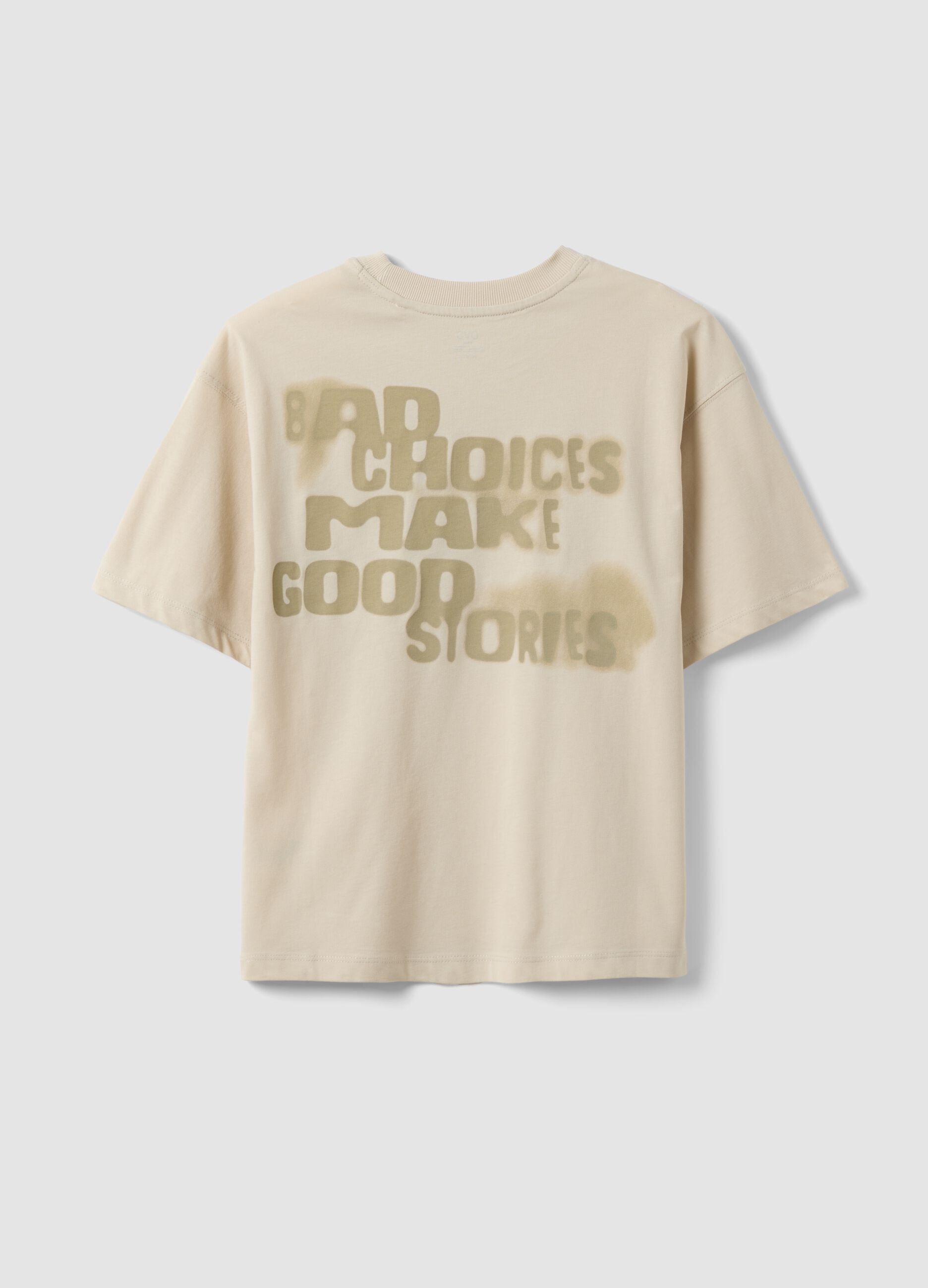 Beige oversized pure cotton T-shirt for boys