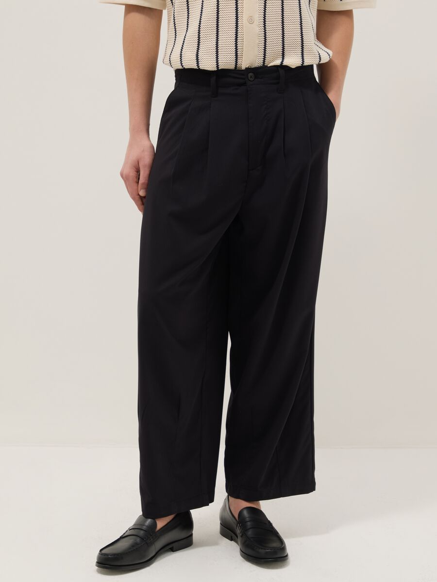 Pantaloni chino neri in viscosa elasticizzati regular fit_2