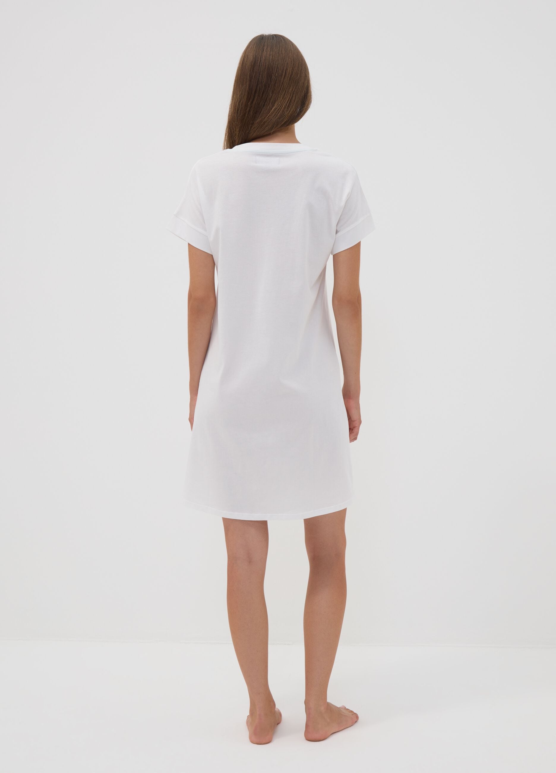 White nightdress in pure organic cotton with Minnie print