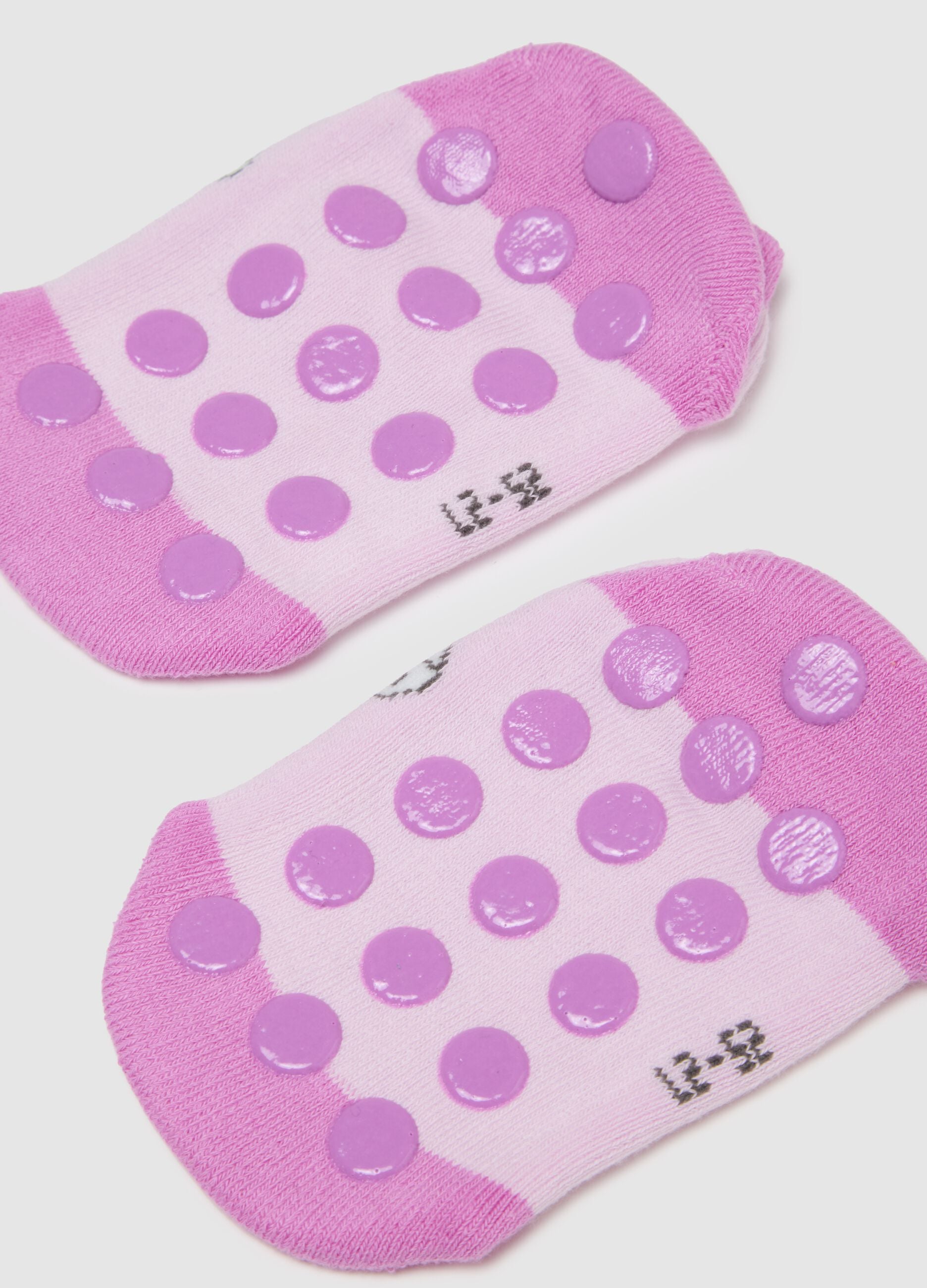 Girls' purple cotton blend socks with cat, regular fit
