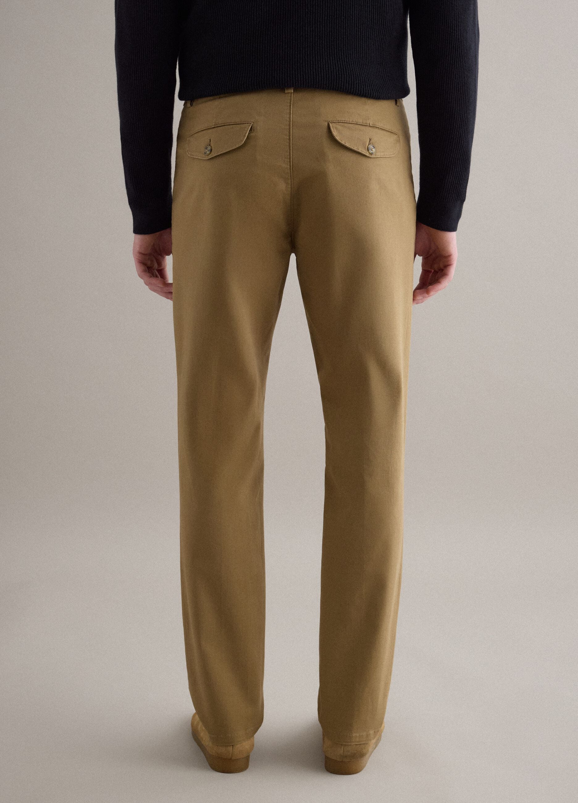 Brown slim fit stretch cotton chino trousers