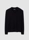 Black viscose-blend V-neck polo shirt, regular fit_0