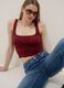 Red stretch fabric regular-fit tank top with pleats_3