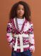Girls&rsquo; multicolour jacquard cardigan with deep V-neck_0