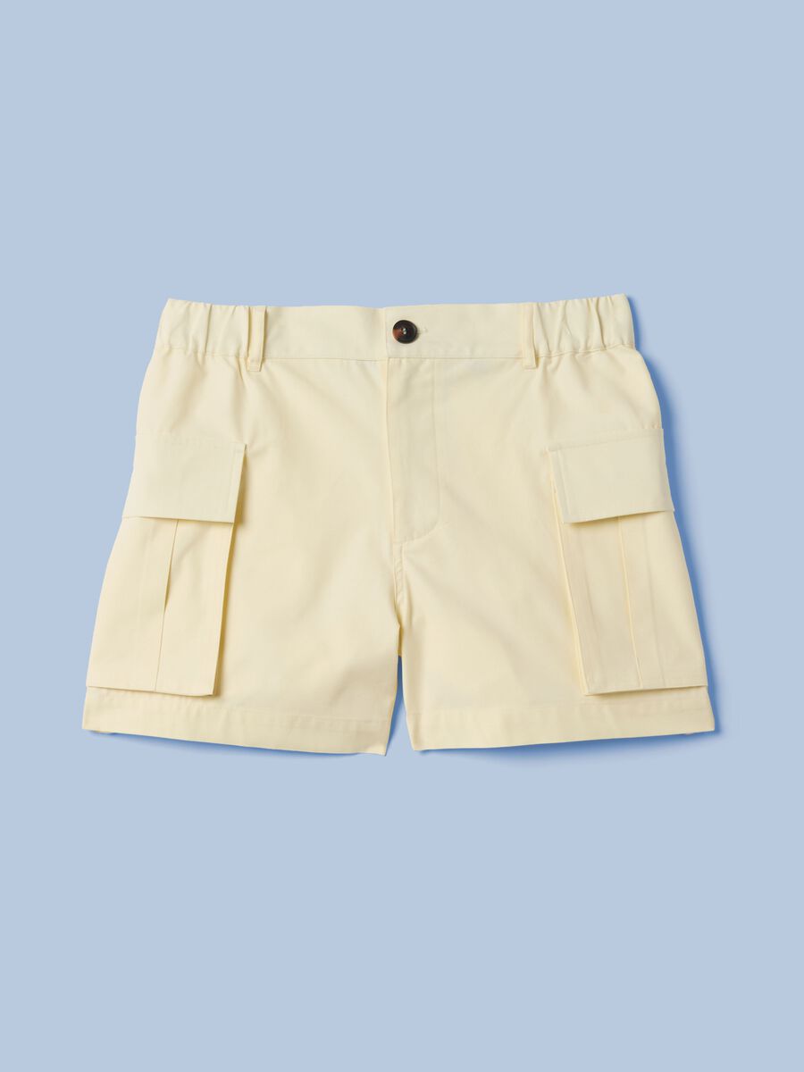 ALTAVIA SAILING yellow pure cotton cargo shorts with elasticated waistband_4