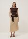 Brown stretch cotton regular fit t-shirt with stitching_1