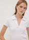 White stretch cotton polo shirt with open V-neck, regular fit_2