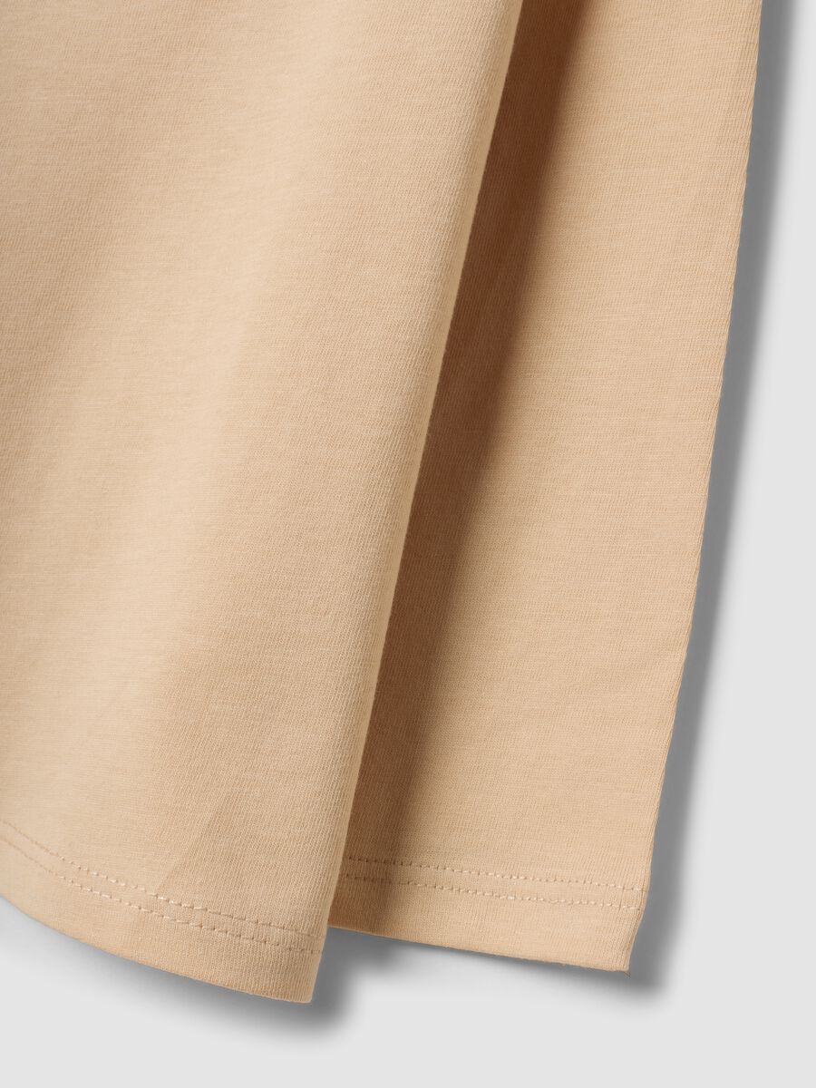 Maglietta beige in puro cotone organico con stampa orsetti per bimba_3