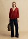 Red ramie and lyocell blend shirt with V-neck, regular fit_1