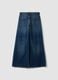 Blue pure cotton low-rise wide-leg jeans_5
