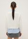 White cotton blend sweater regular fit with cable knit pattern_2
