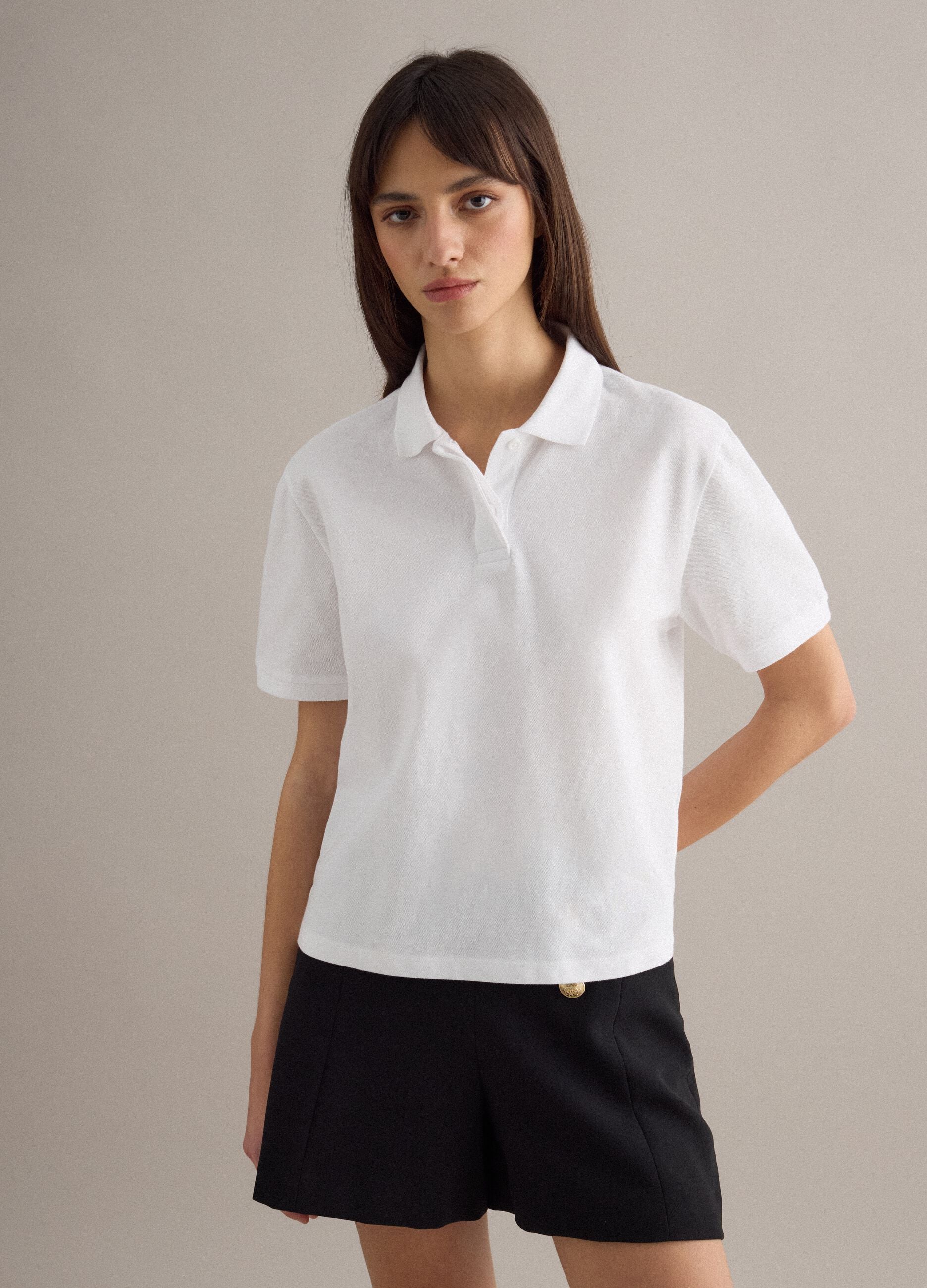 White pure cotton polo shirt regular fit