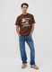Brown pure cotton jersey slogan T-shirt, regular fit_1
