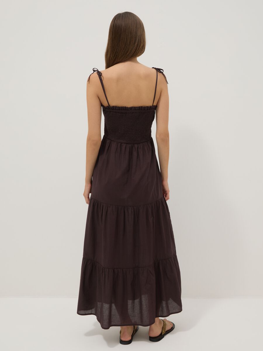 Long brown pure cotton kaftan with thin straps_3