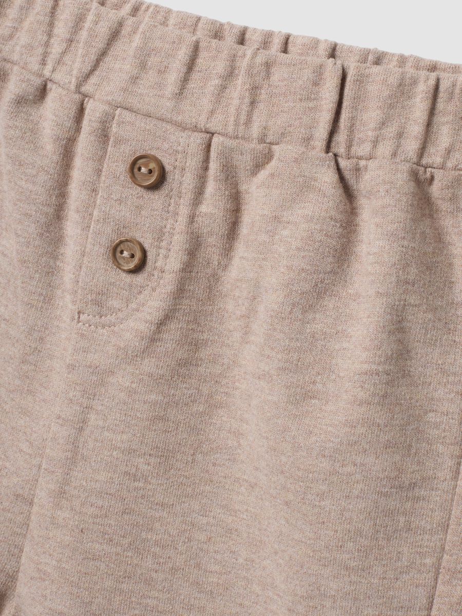 Beige organic cotton baby trousers with elasticated waist_2
