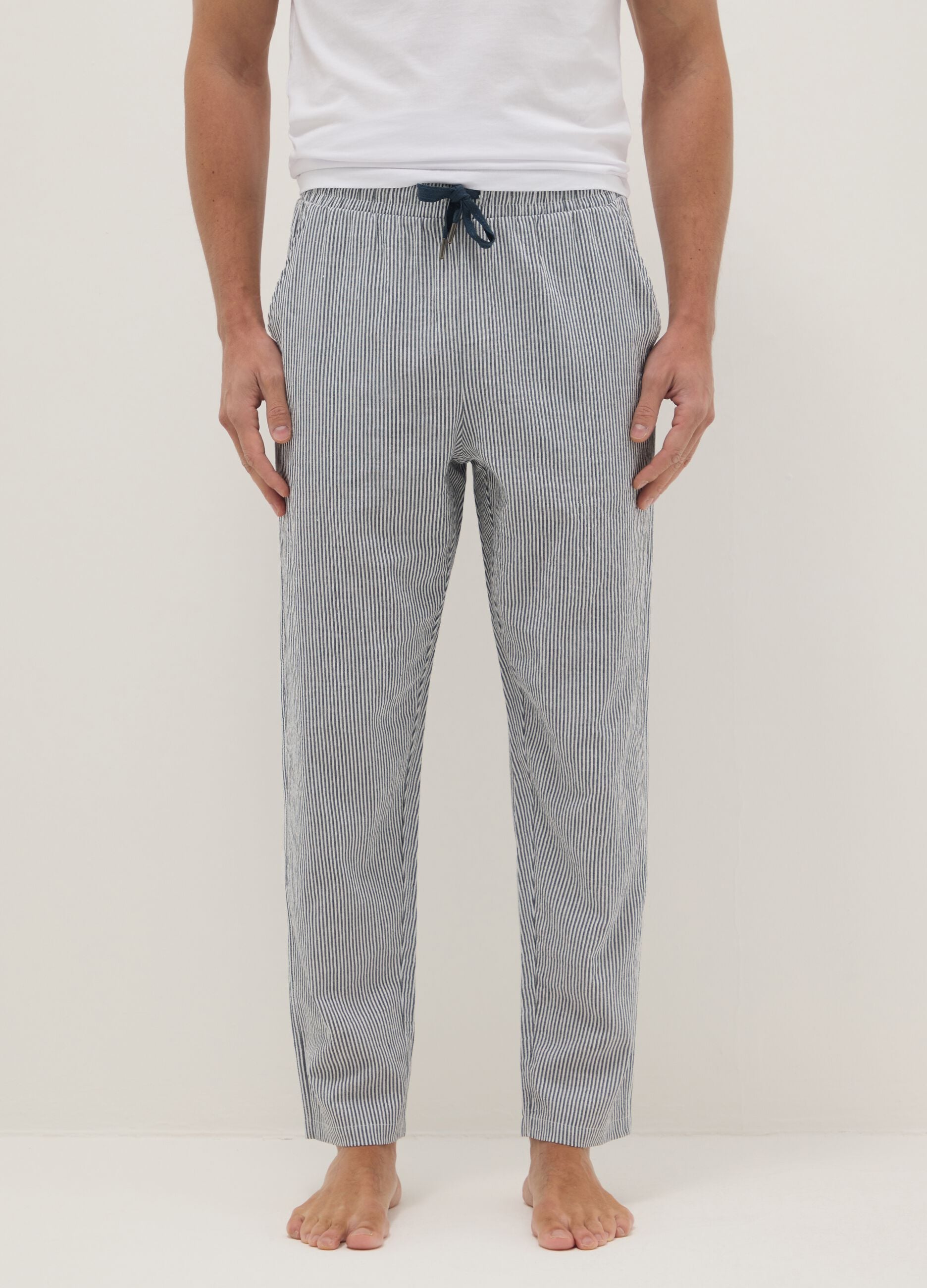 Regular fit multicolour striped pure cotton pyjama shorts