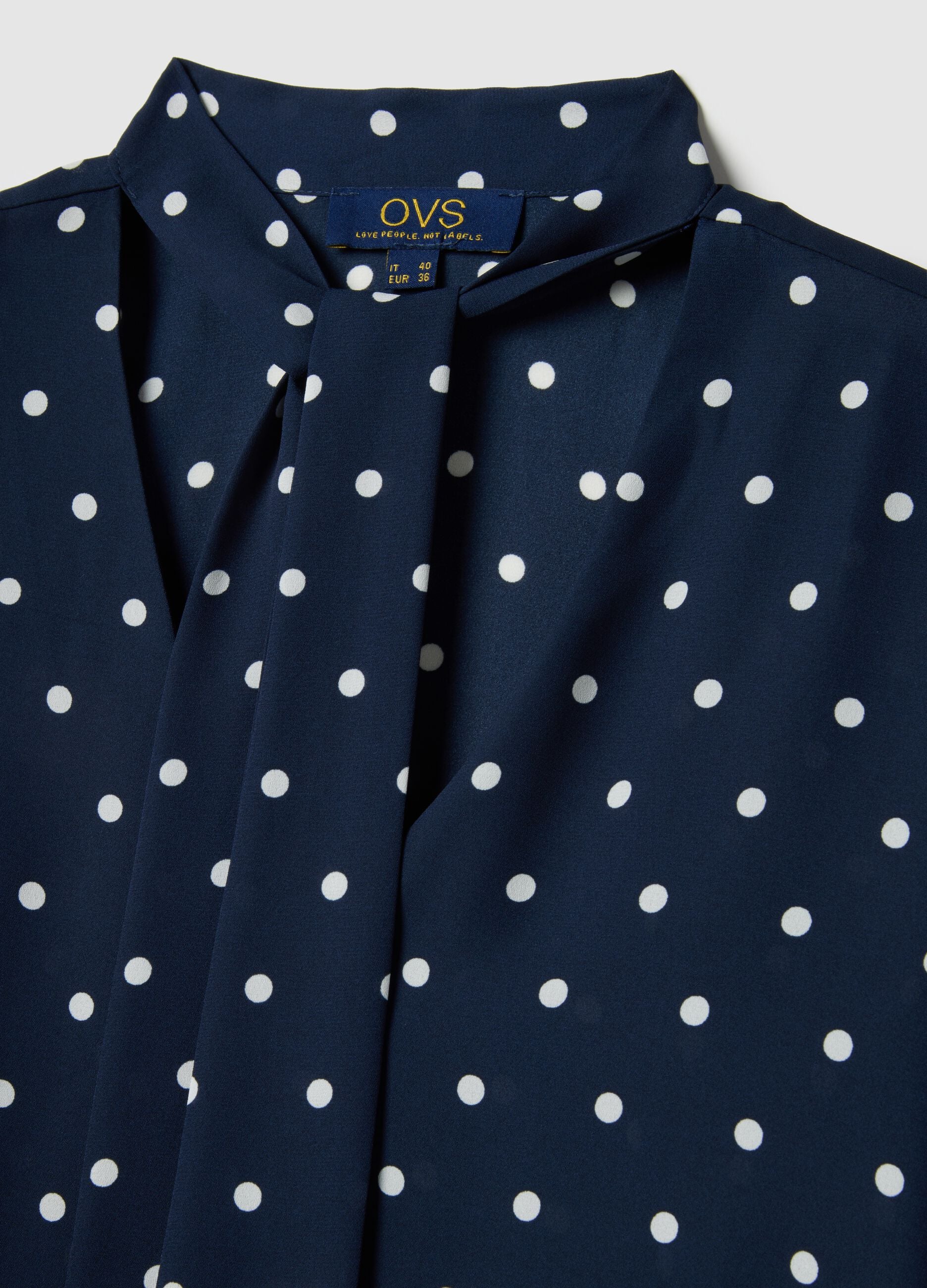 Blue Polka Dot Crepe Blouse
