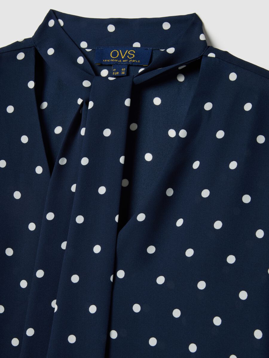 Blue Polka Dot Crepe Blouse_5