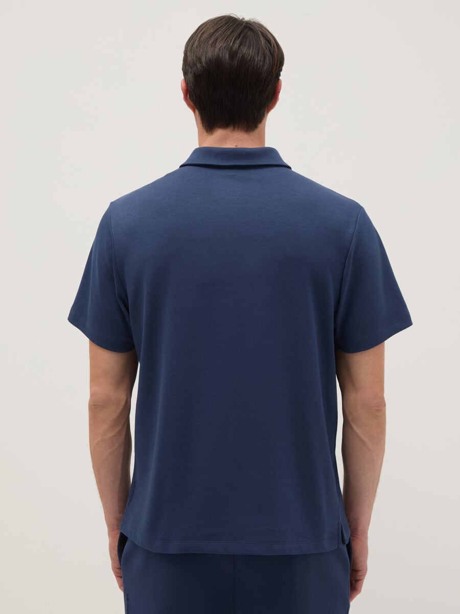Blue short sleeve cotton blend polo shirt regular fit_2