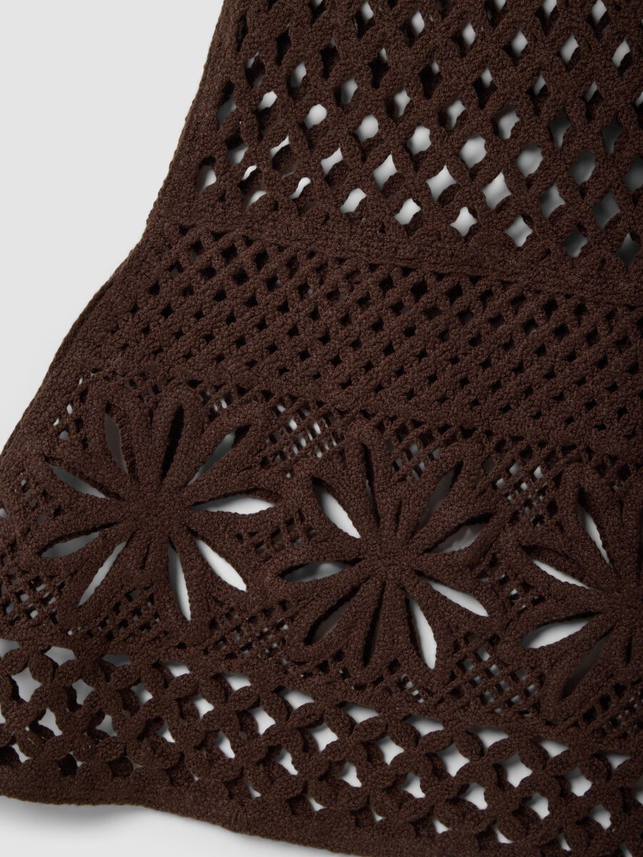 Brown cotton-blend maxi skirt, regular fit with knitted design_5
