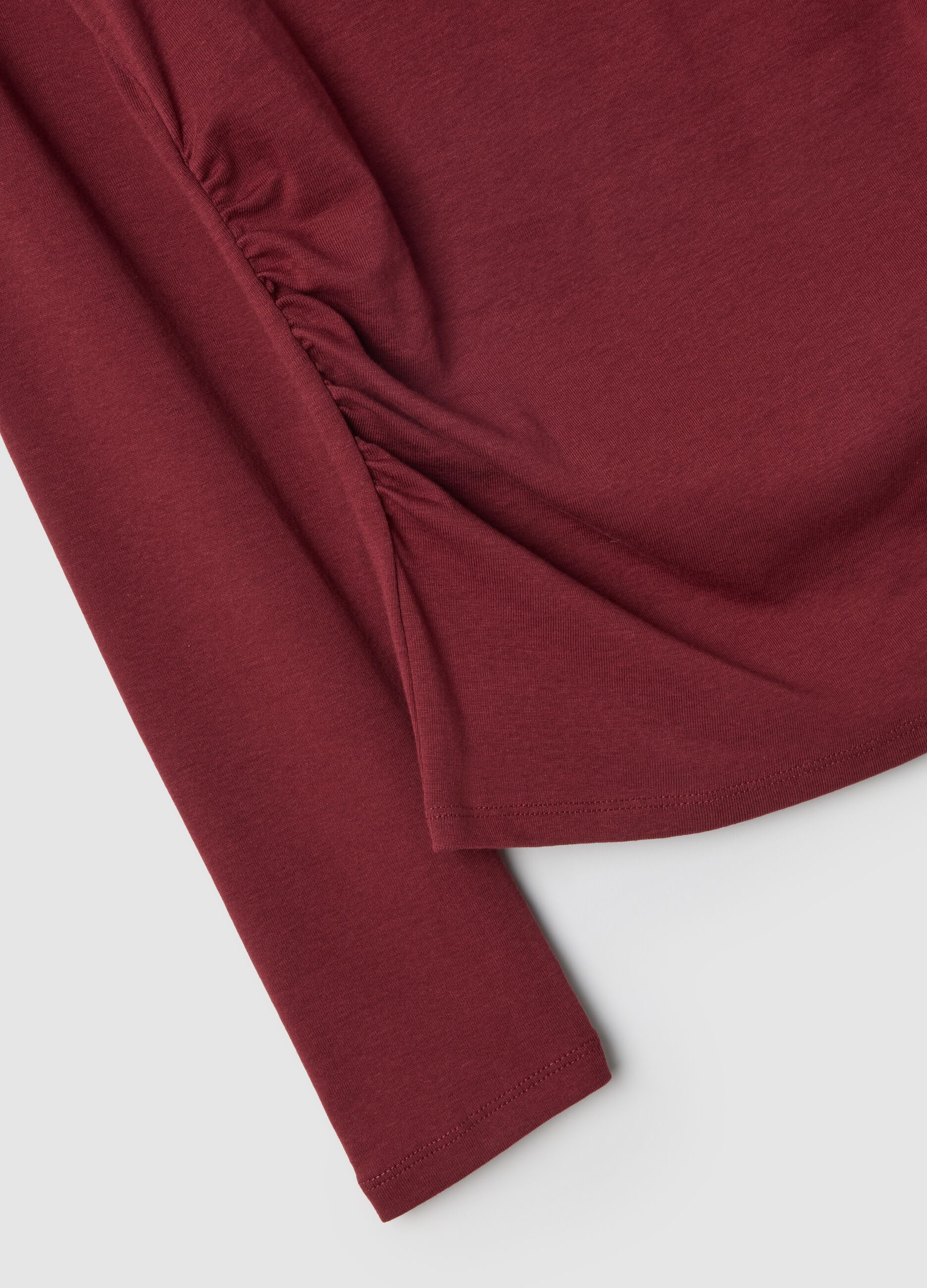 Red long-sleeved pure cotton T-shirt regular fit