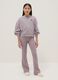 Purple regular fit stretch cotton leggings for girls_0