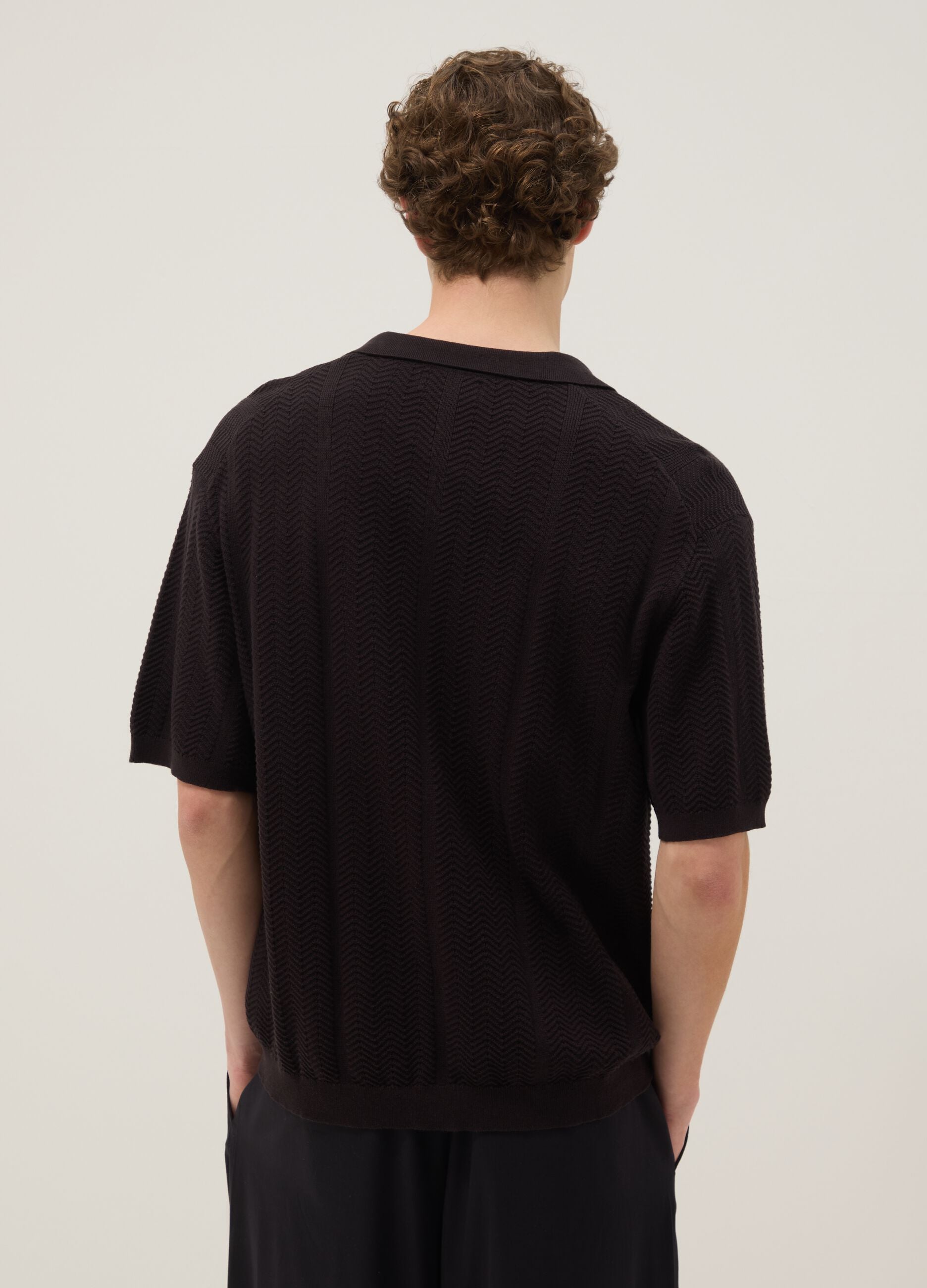 Black pure cotton short-sleeve oversized shirt