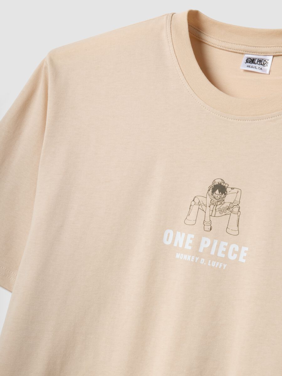 Beige pure cotton One Piece print T-shirt, relaxed fit_5