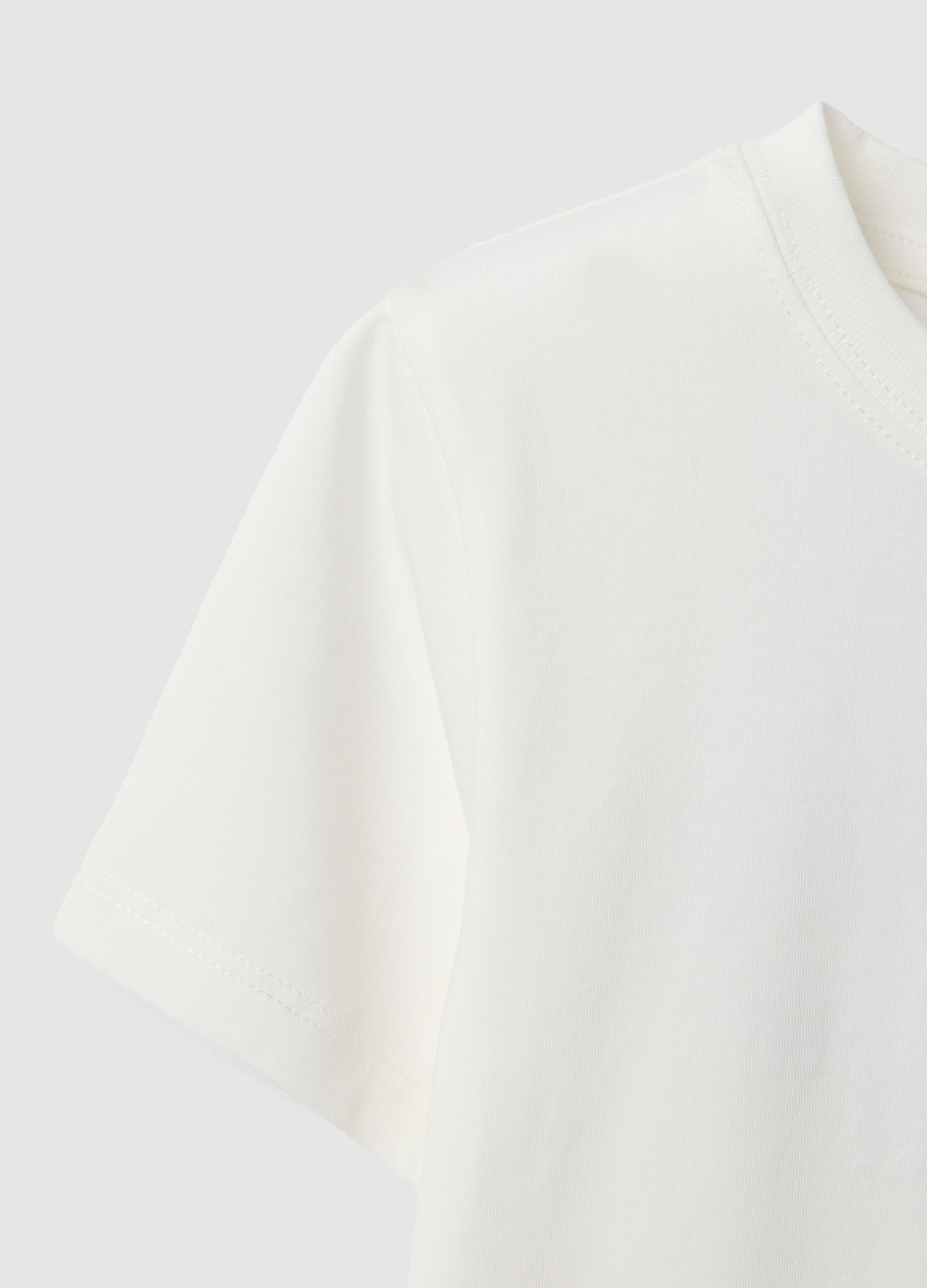 White stretchy cotton oversized fit kids' t-shirt with logo
