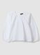 White pure cotton blouse with embroidery and gathered neckline for girls_3