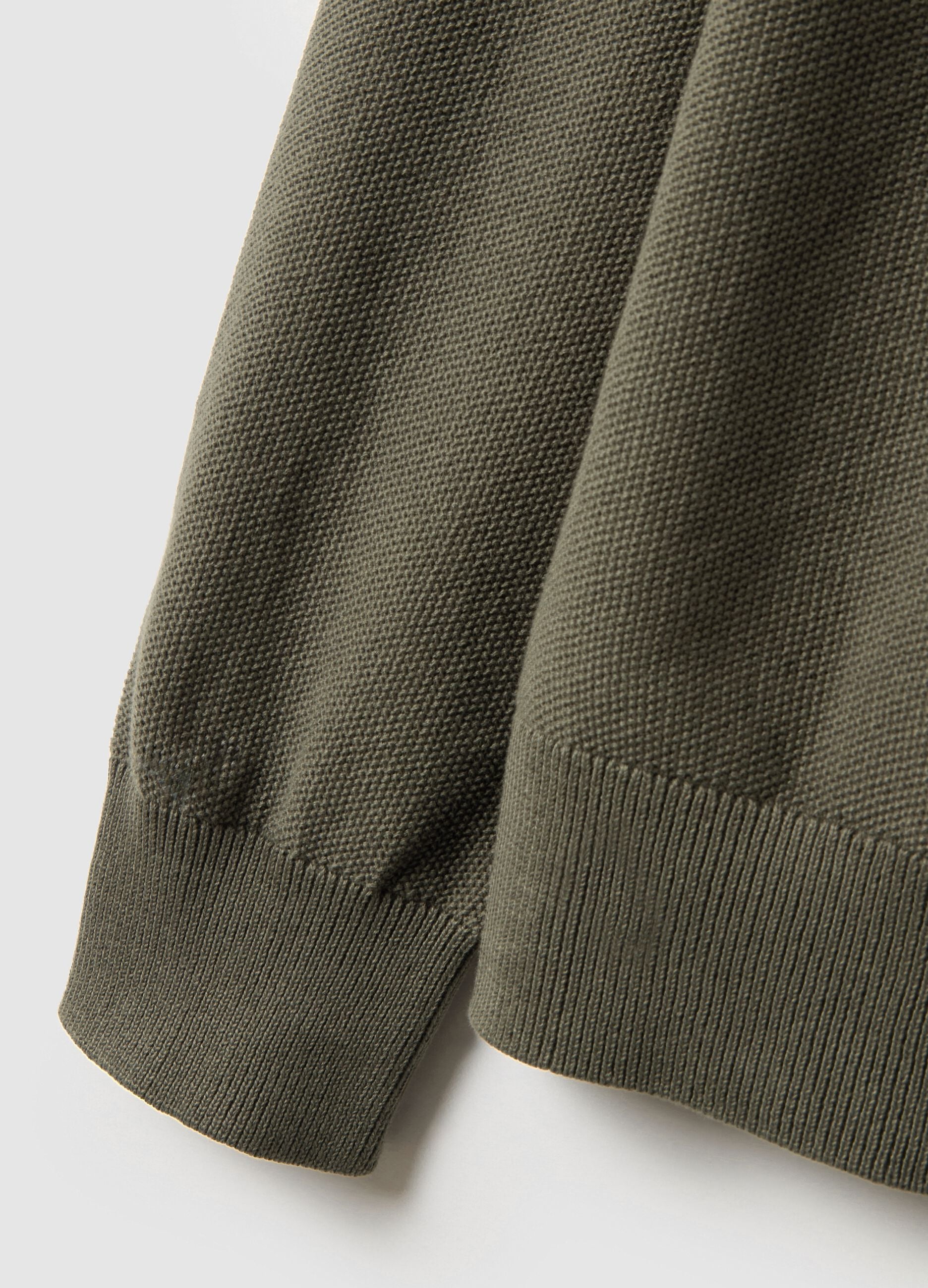 Green Crew Neck Sweater in Pure Cotton Regular Fit