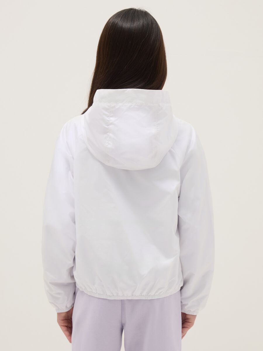 White Hooded Regular Fit Girls' Jacket_1