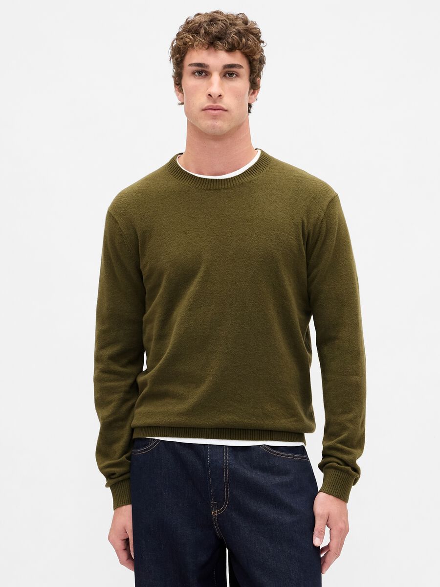 Green sweater in cotton and acrylic_0