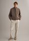 Brown regular fit bomber with full zip_1