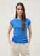 Blue pure cotton tank top with side ruching, regular fit_2