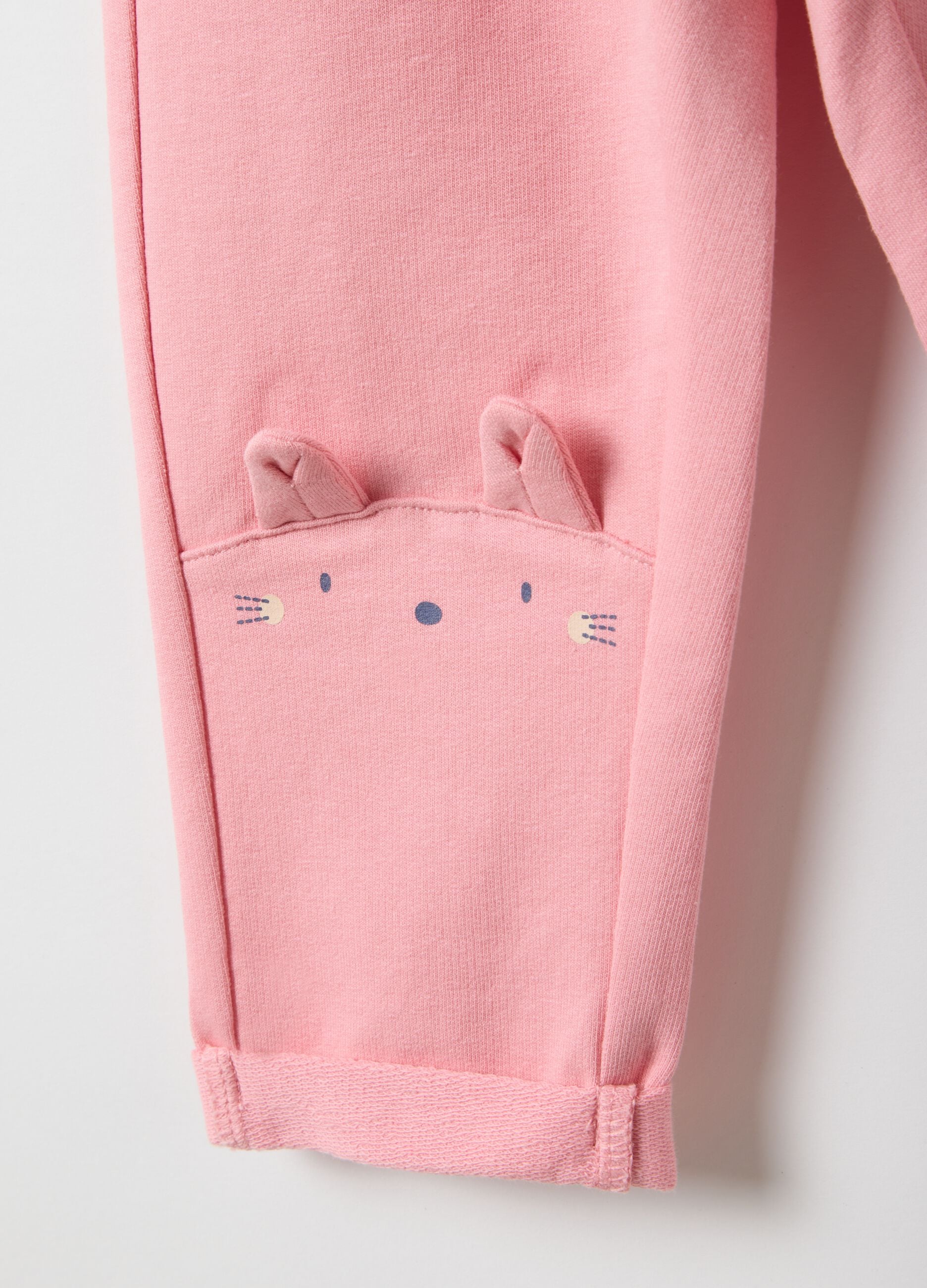 Girls' pink stretch cotton slim fit trousers