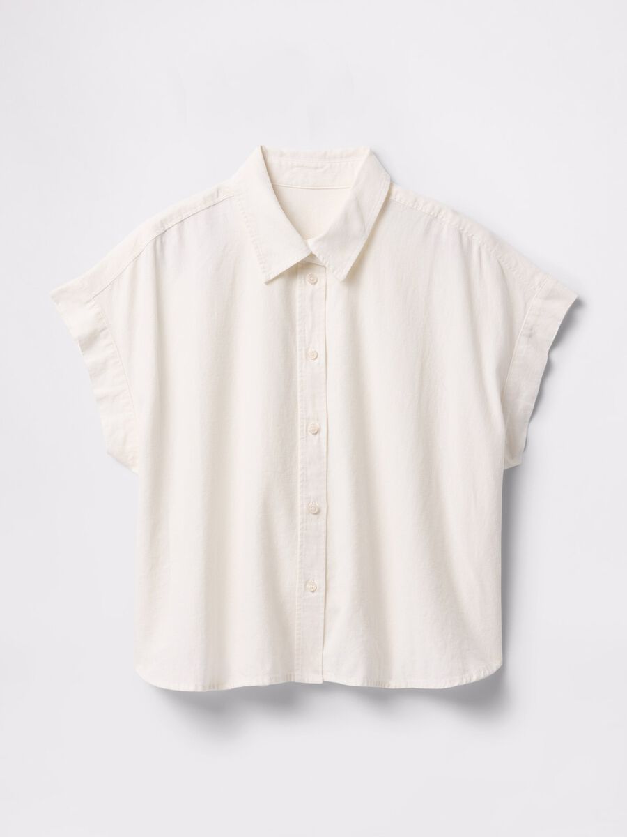 Sleeveless white linen and viscose shirt_4
