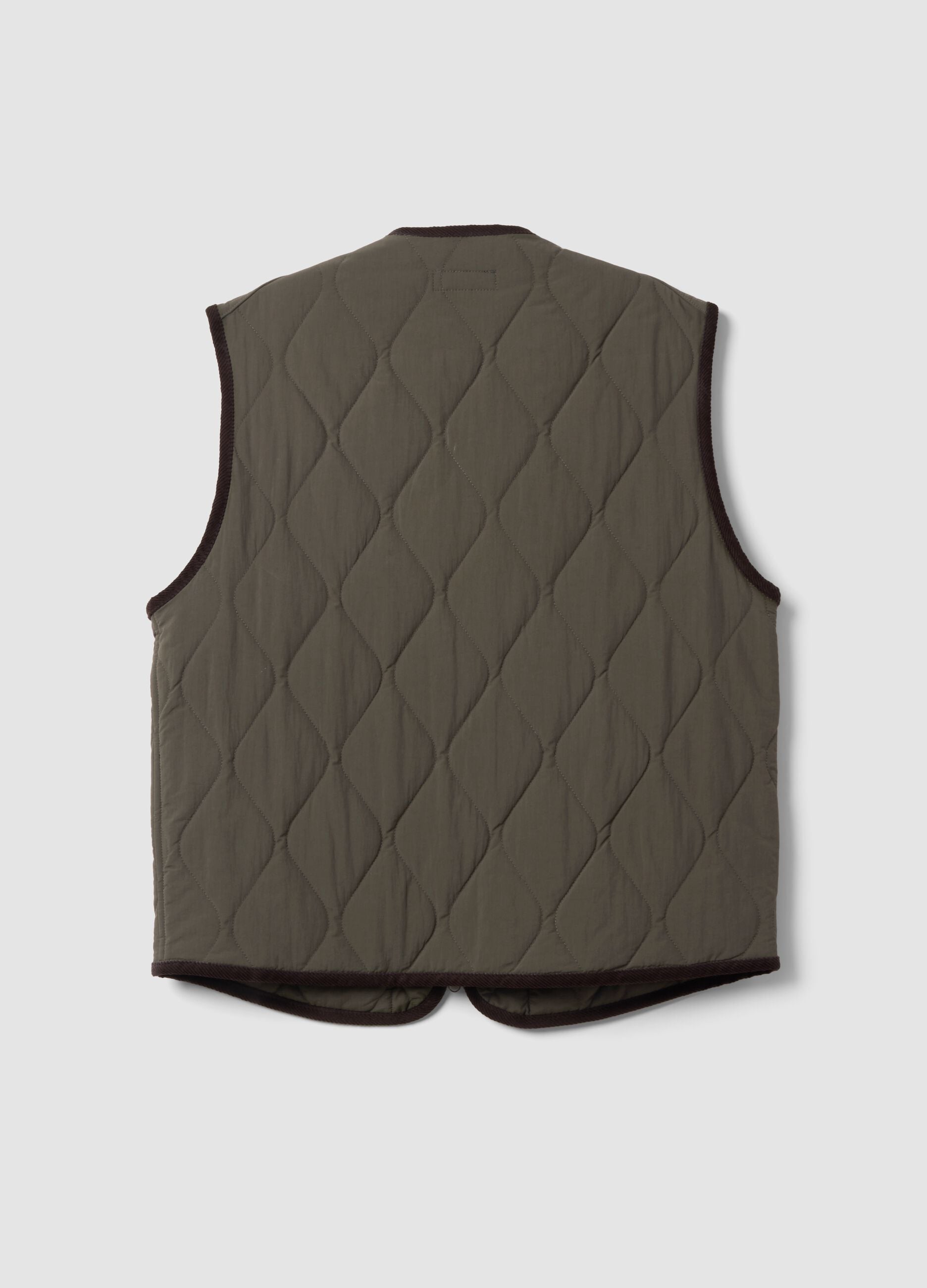 Green quilted gilet with zip, regular fit