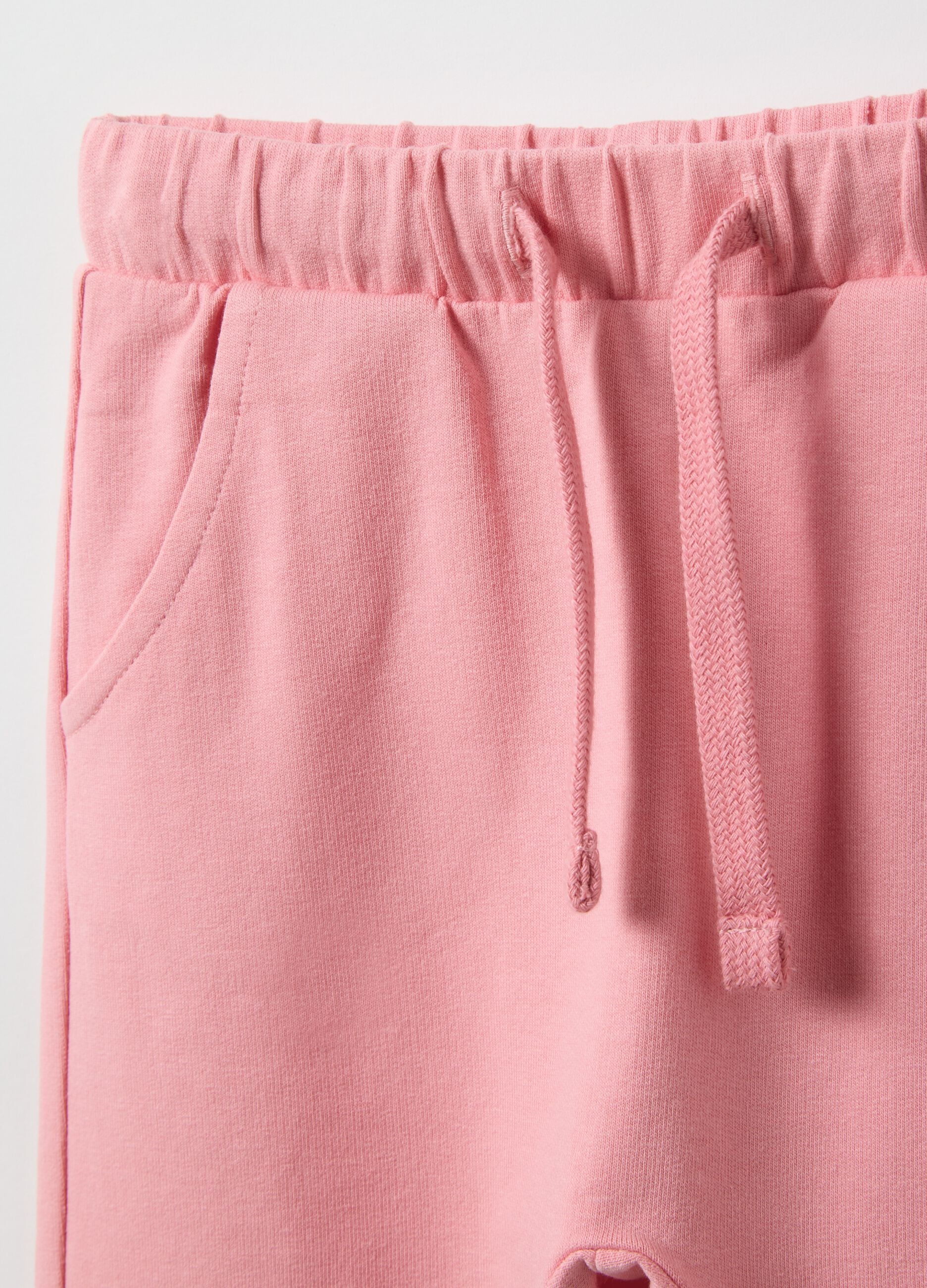 Girls' pink stretch cotton slim fit trousers