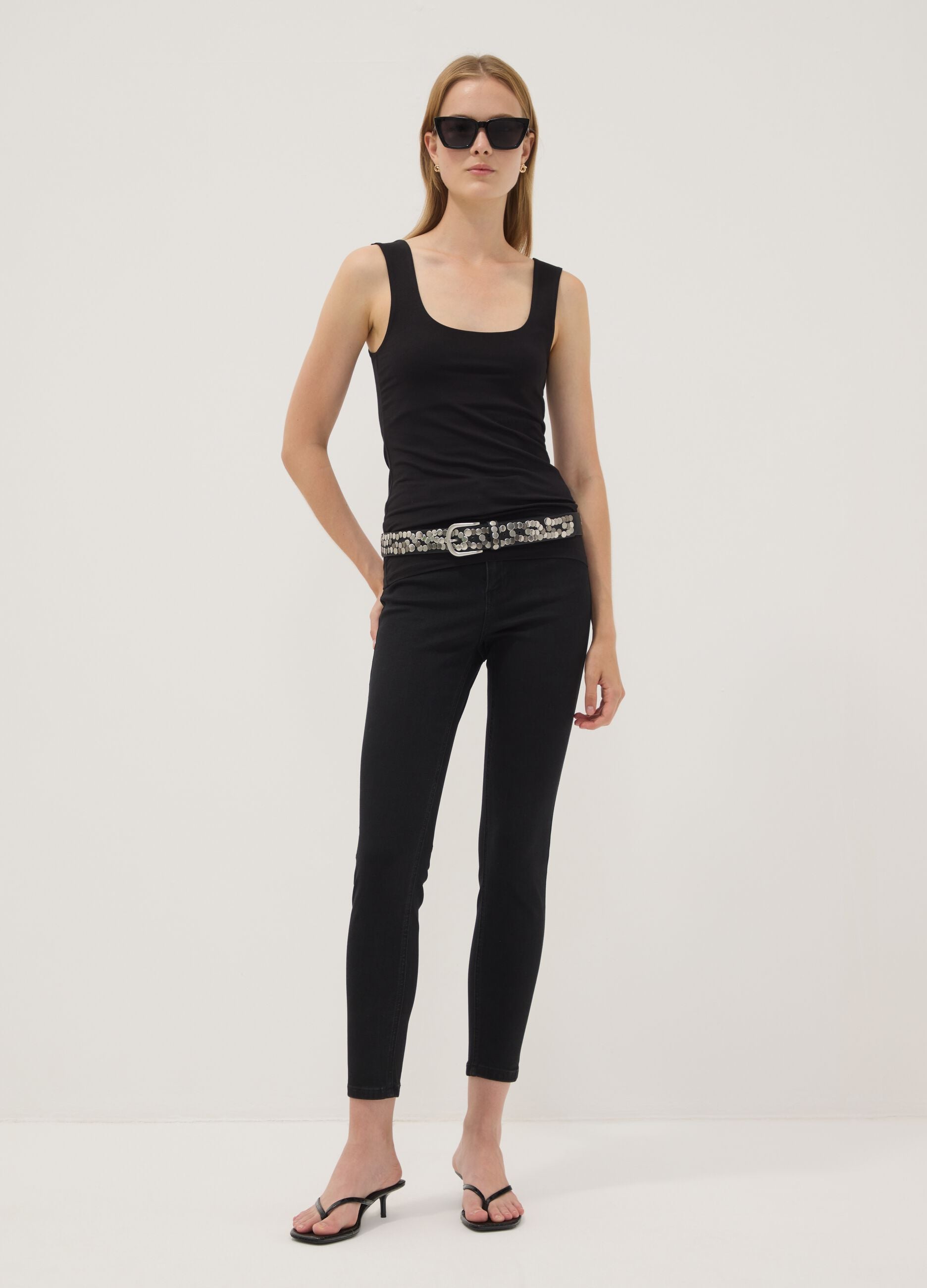 Black skinny-fit stretch cotton and viscose jeans